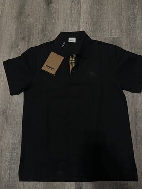 Burberry Black Polo with Signature Check Placket